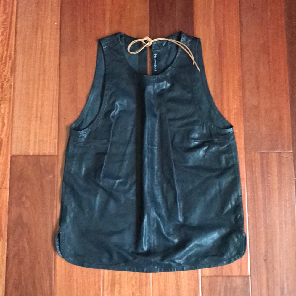Ines & Maréchal Leather Top Tank 36 Navy Blue